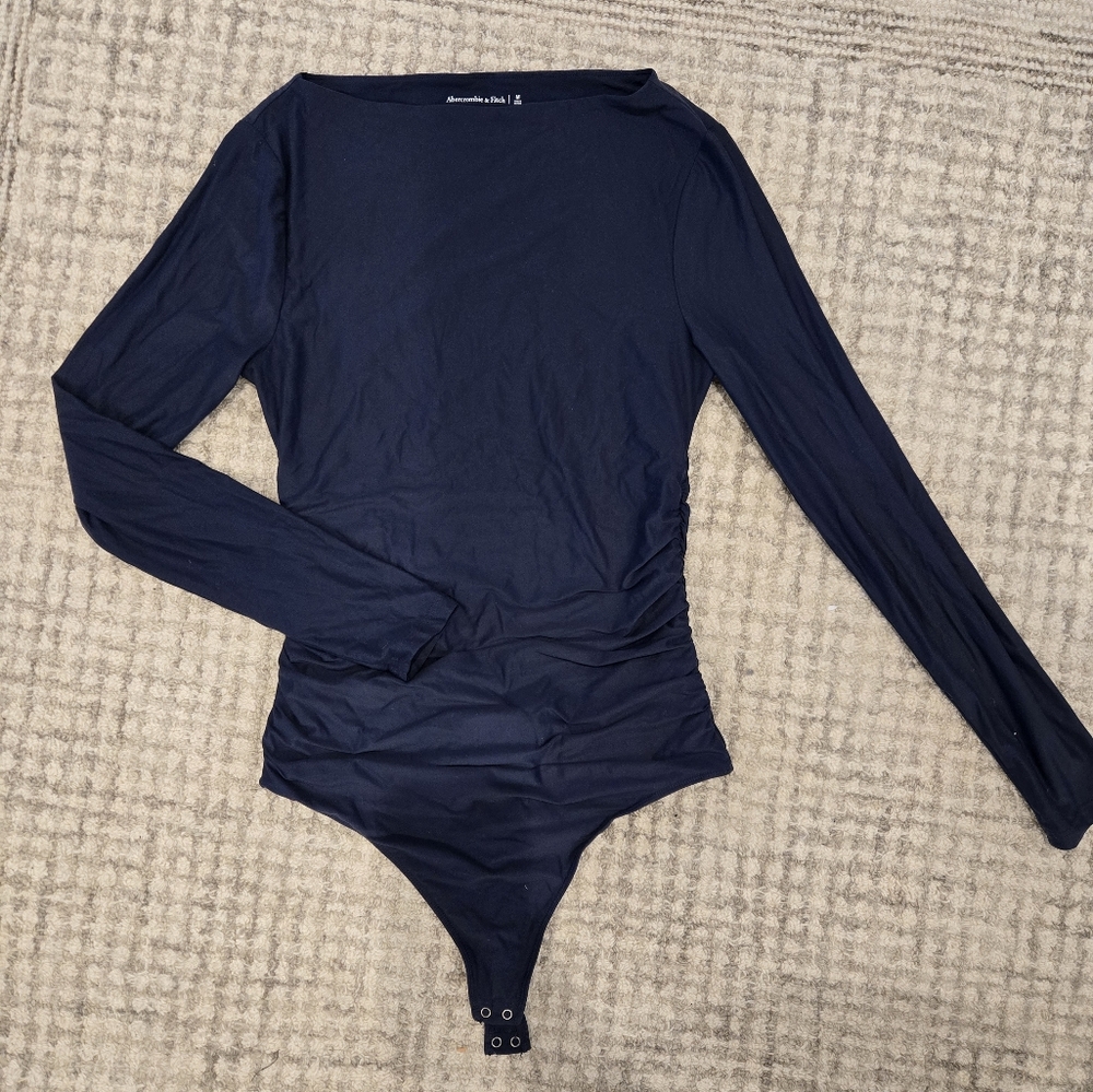 Abercombie and Fitch Navy Long Sleeve Snap-Button Bodysuit